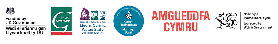 UK Government via Gwynedd Council as part of the Llewyrch o'r Llechi project, the National Lottery Heritage Fund, Welsh Government and other fundraising sources logos